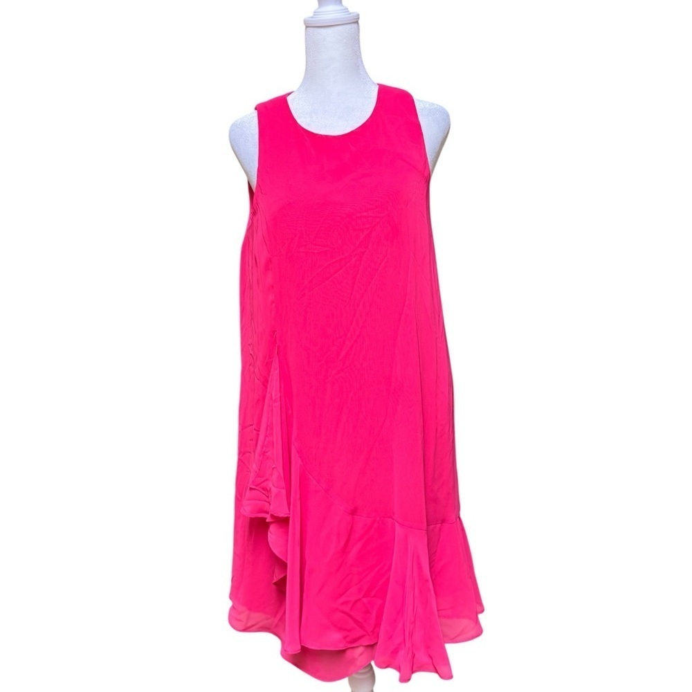 Eliza J Hot Pink Sleeveless Asymmetrical Ruffle Hem Dress – Size 6